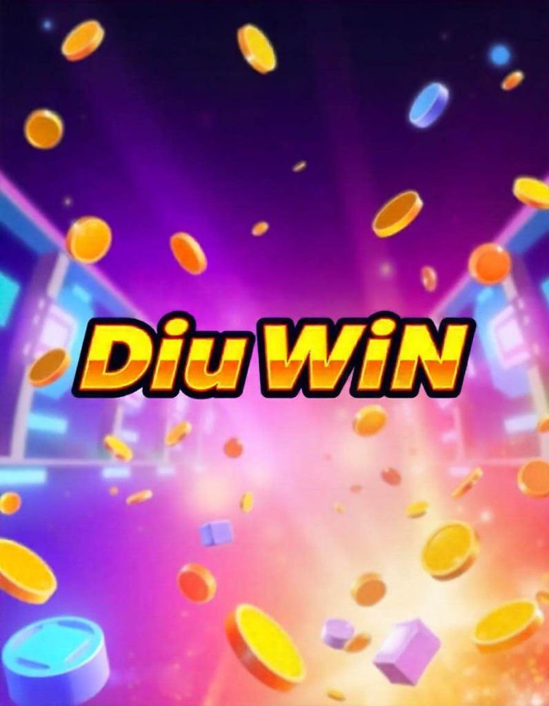 Diuwin App Title with a colorful casino-like elements around it